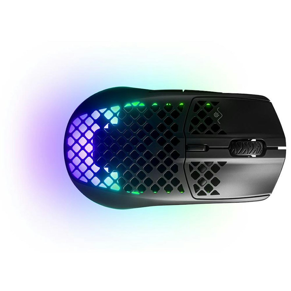A large main feature product image of SteelSeries Aerox 3 Wireless 2022 - Ultra Lightweight Gaming Mouse