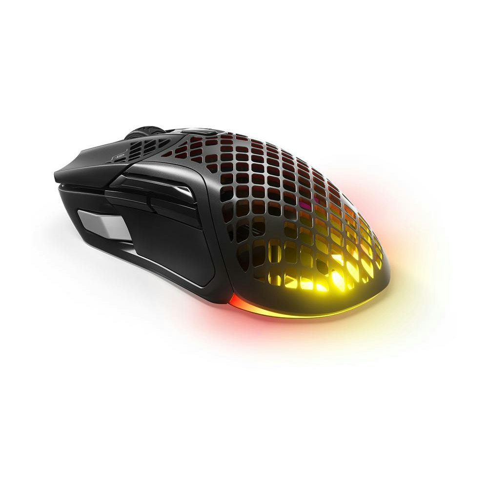 A large main feature product image of SteelSeries Aerox 5 Wireless - Ultra Lightweight Gaming Mouse