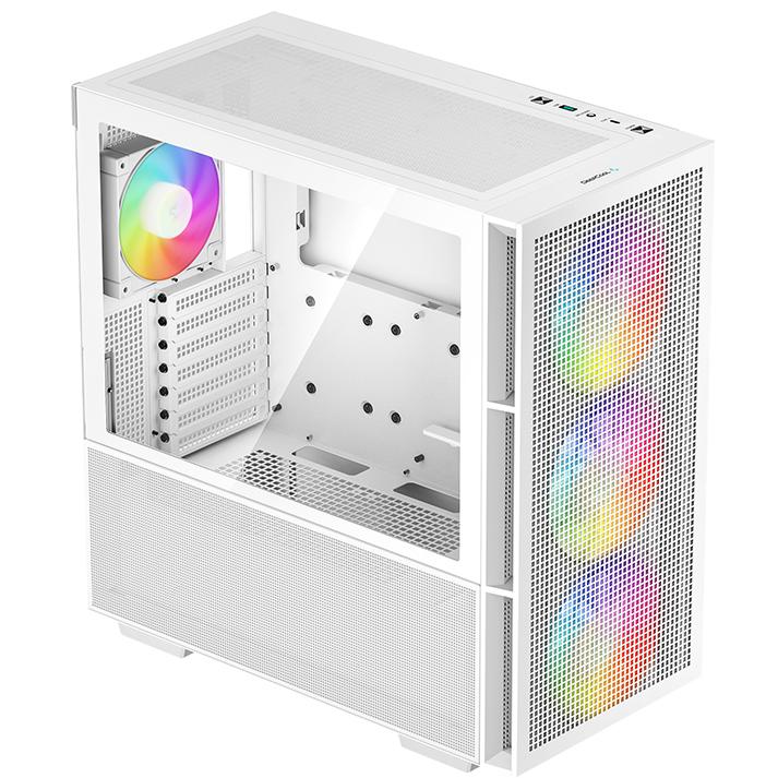 A large main feature product image of DeepCool CH560 Tempered Glass Mid Tower Case (White)