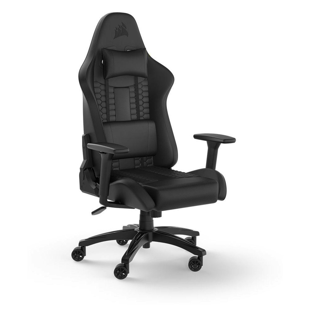 A large main feature product image of EX-DEMO Corsair TC100 RELAXED Gaming Chair - Leatherette Black/Black
