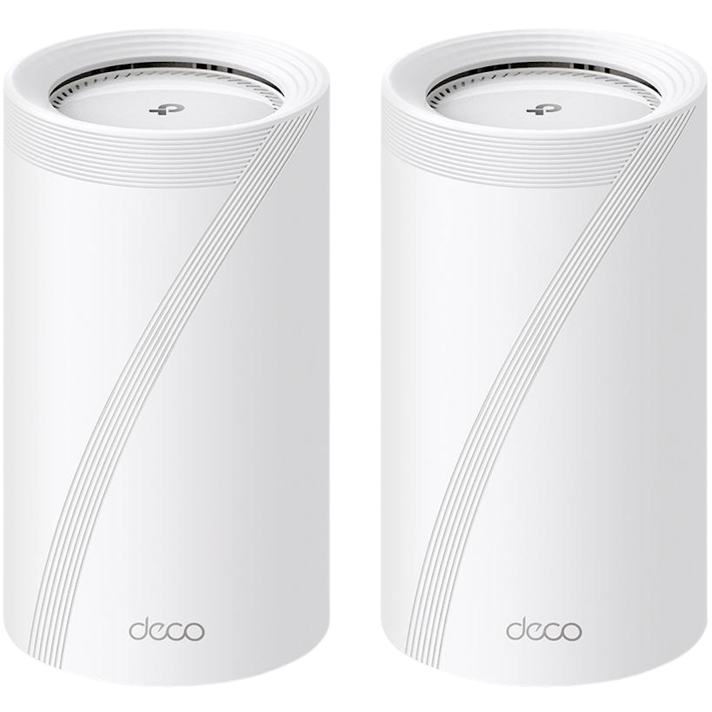 A large main feature product image of TP-Link Deco BE85 - BE22000 Wi-Fi 7 Tri-Band Mesh System (2 Pack)