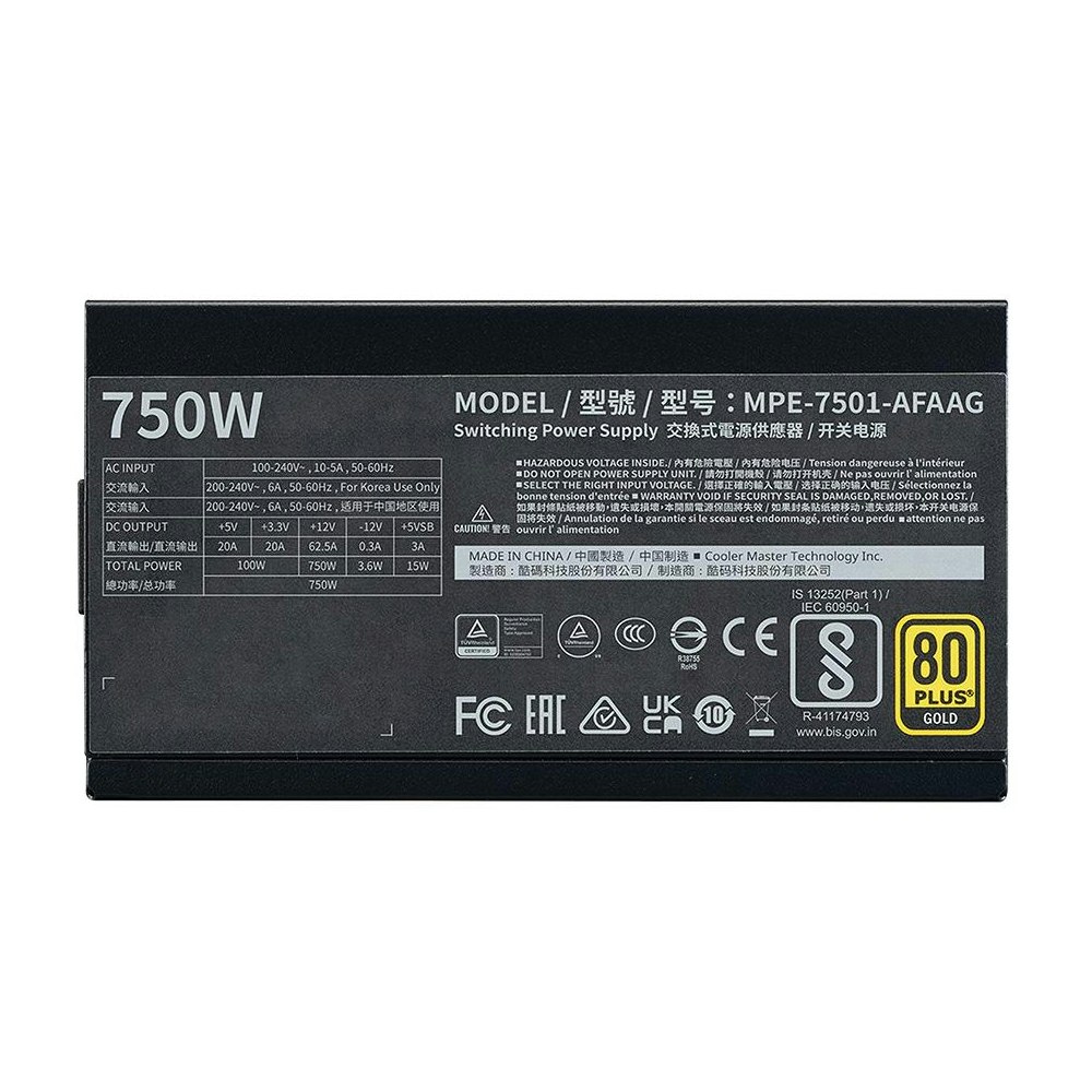 A large main feature product image of Cooler Master MWE Gold V2 750W ATX 3.1 Modular PSU