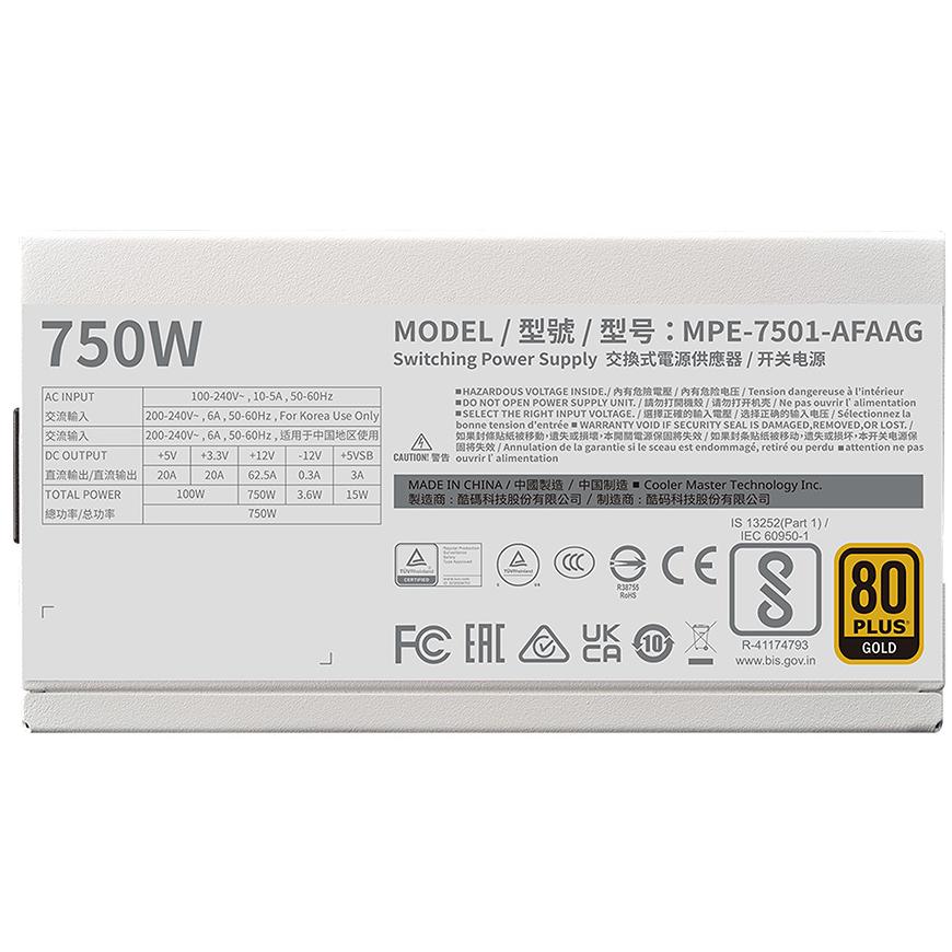 A large main feature product image of Cooler Master MWE Gold V2 750W ATX 3.1 Modular PSU (White)