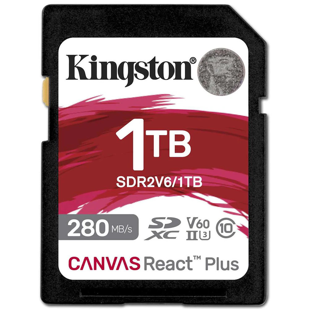 A large main feature product image of Kingston Canvas React SDXC U3 V60 UHS-II SD Card - 1TB