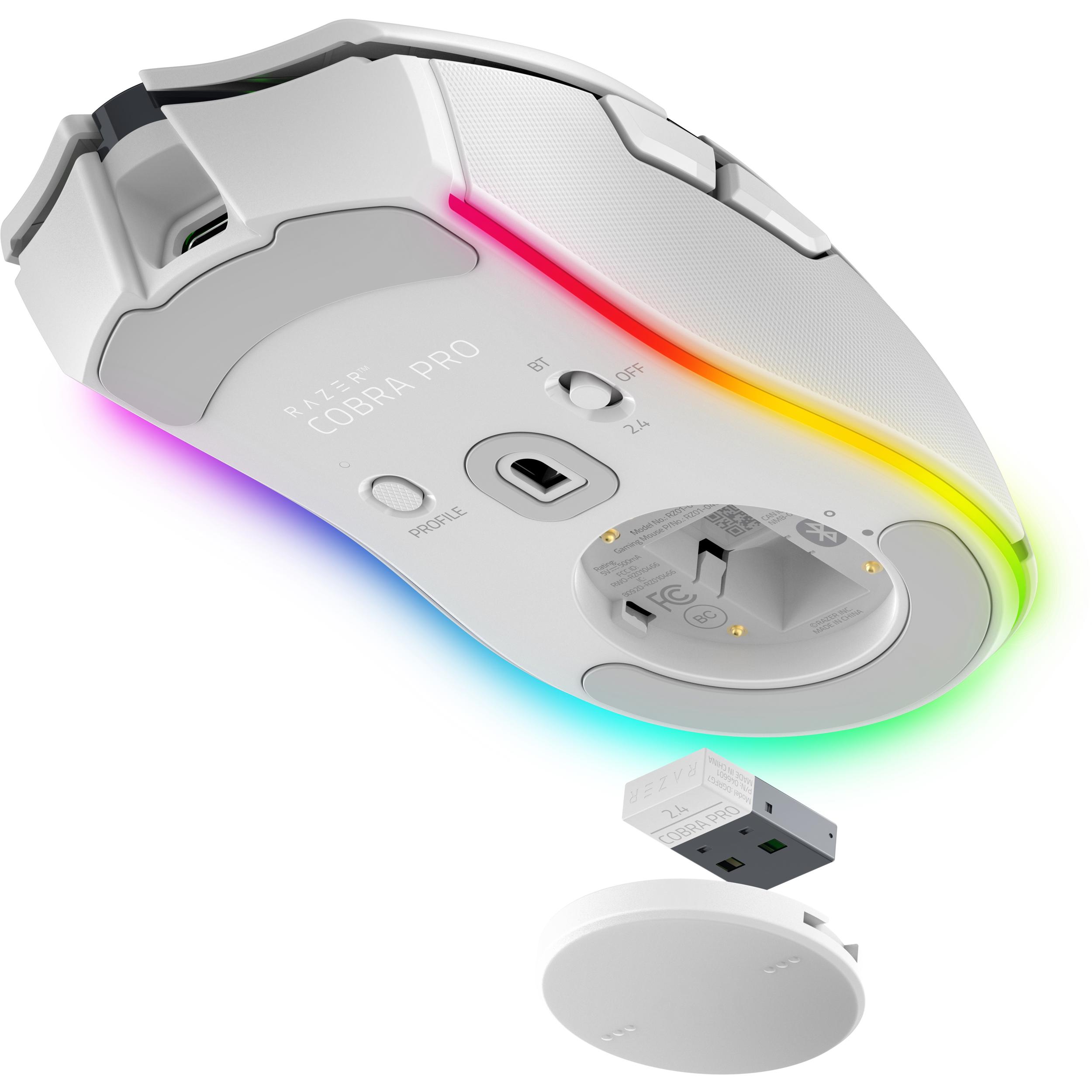 A large main feature product image of Razer Cobra Pro - Ambidextrous Wired/Wireless Gaming Mouse (White)