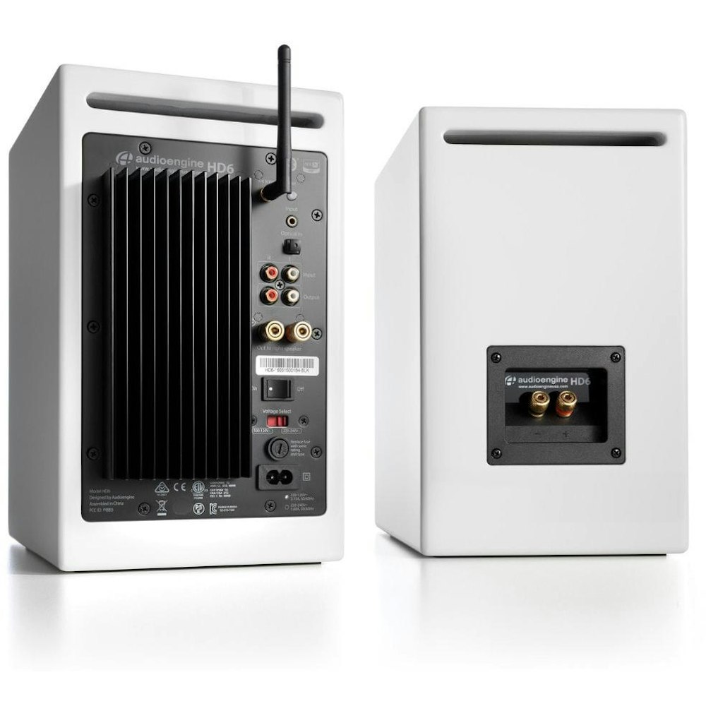 A large main feature product image of Audioengine HD6 - Powered Wireless Bookshelf Speakers (Gloss White)