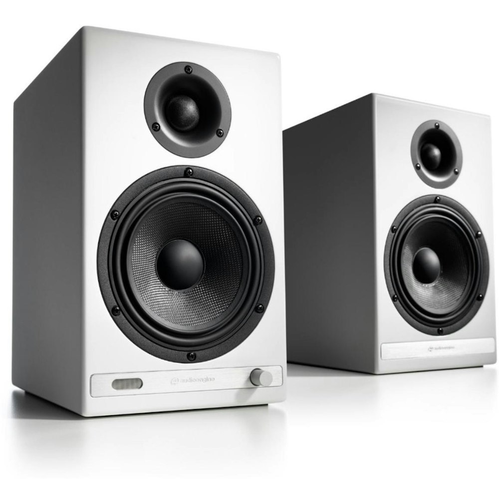 A large main feature product image of Audioengine HD6 - Powered Wireless Bookshelf Speakers (Gloss White)