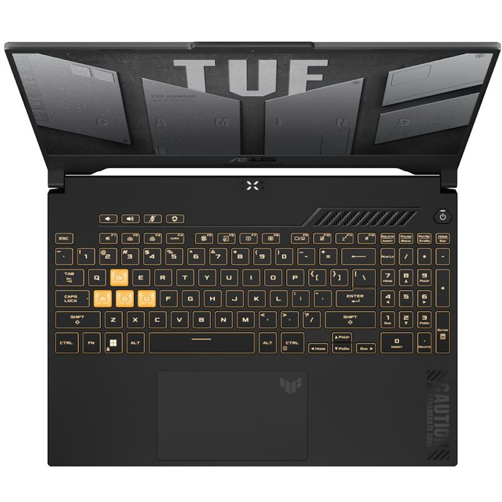 A large main feature product image of EX-DEMO ASUS TUF Gaming F15 FX507VV4-LP080W 15.6" 144Hz 13th Gen i7 13700H RTX 4060 Win 11 Gaming Notebook