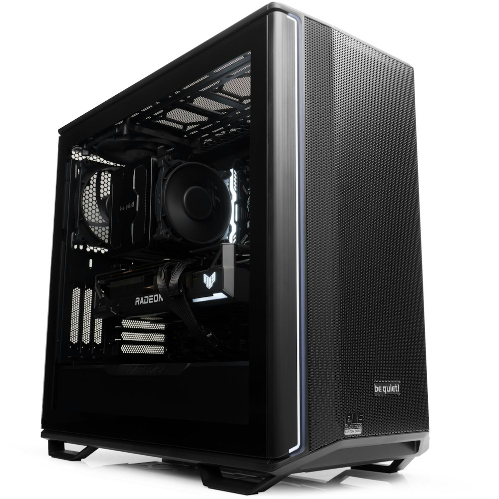 A large main feature product image of PLE Dark Base Air RX 7900 XTX Prebuilt Ready To Go Gaming PC