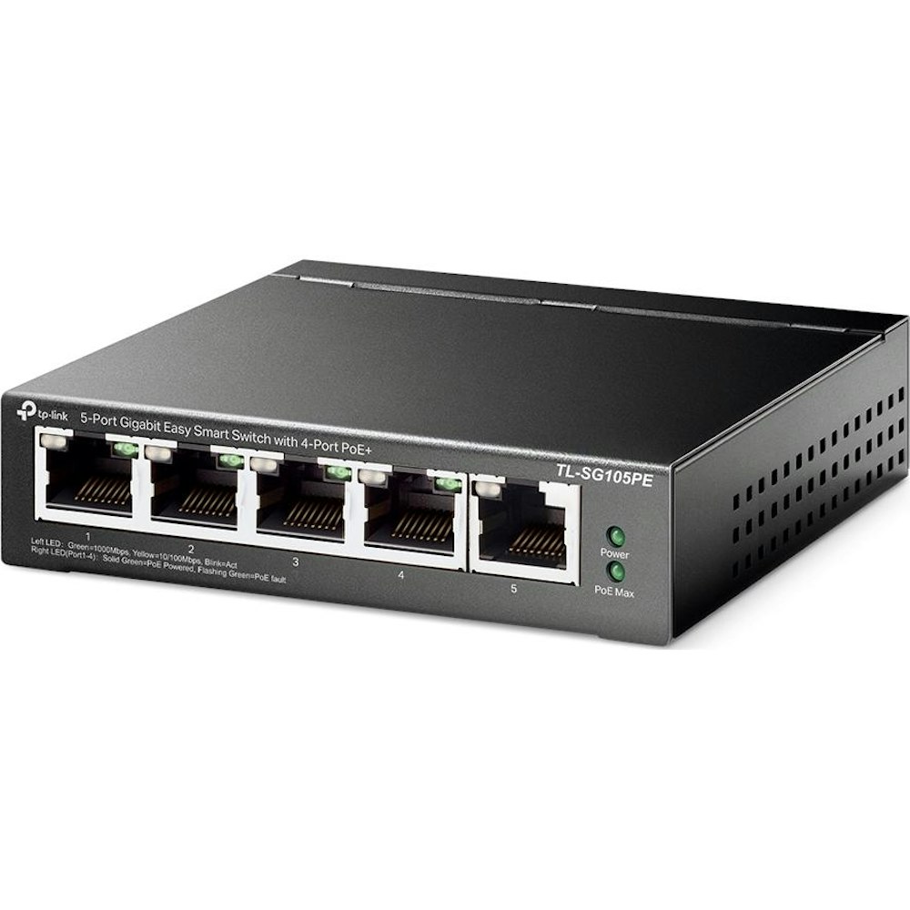 A large main feature product image of EX-DEMO TP-Link SG105PE - 5-Port Gigabit Easy Smart Switch
