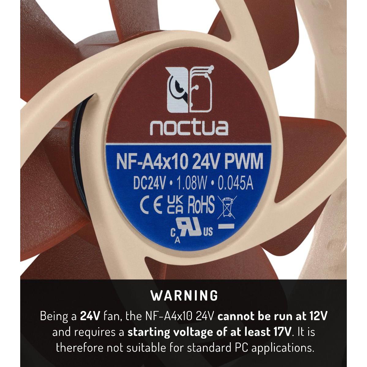 A large main feature product image of Noctua NF-A4x10 24V PWM - 40mm x 10mm 5000RPM Cooling Fan