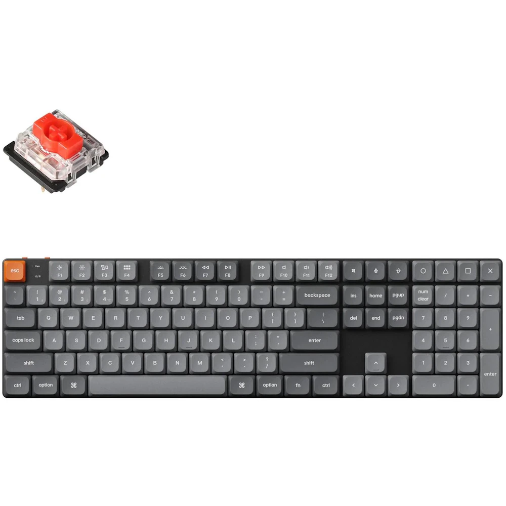 Keychron K5 Max - Fullsize Low Profile QMK/VIA RGB Wireless Custom Mechanical Keyboard - Black (Gateron Red Switch)