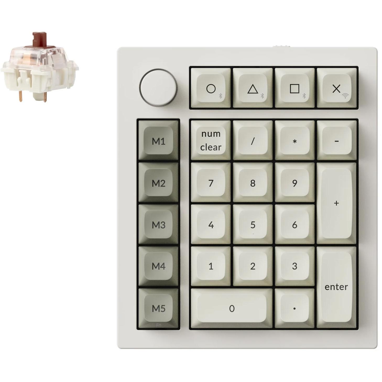 A large main feature product image of Keychron Q0 Max - QMK/VIA Custom Wireless Number Pad - White (Gateron Jupiter Brown Switch)