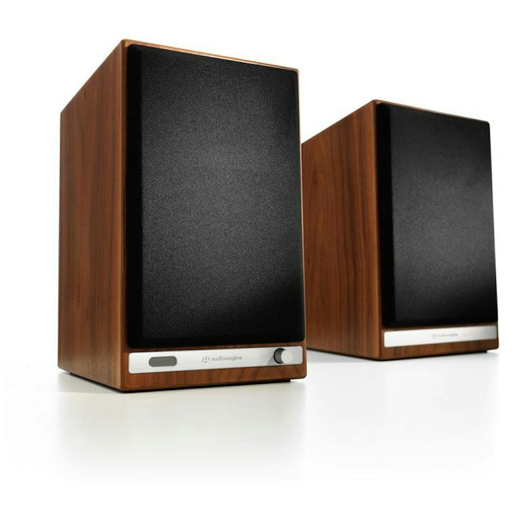A large main feature product image of Audioengine HD6 - Powered Wireless Bookshelf Speakers (Walnut)