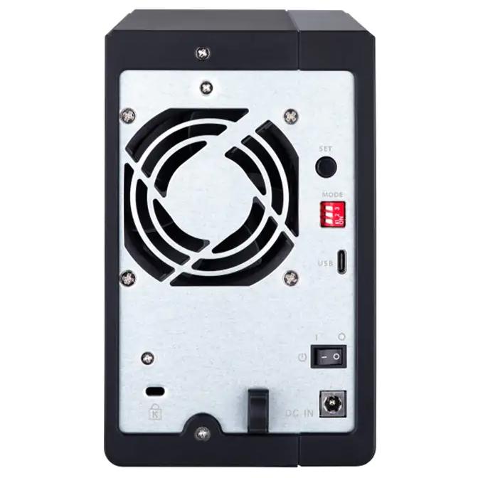 A large main feature product image of QNAP TR-002 2-Bay DAS with USB Type-C