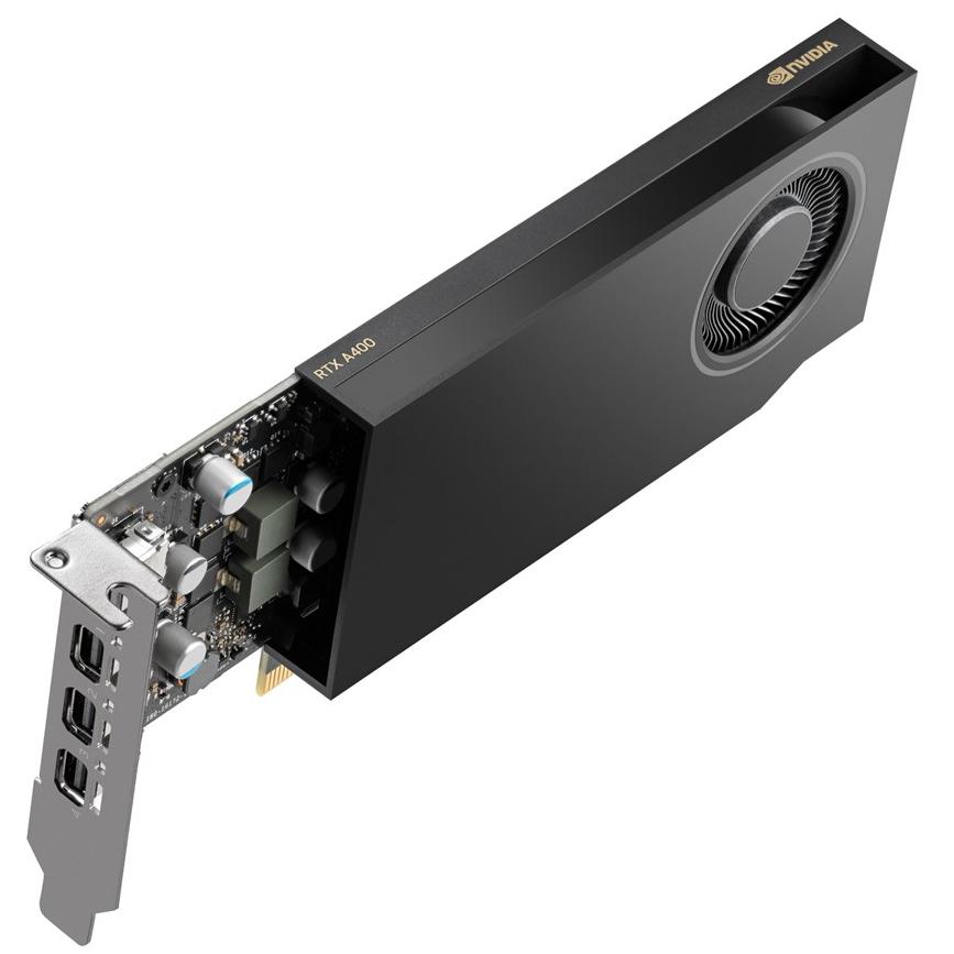 A large main feature product image of NVIDIA RTX A400 4GB GDDR6