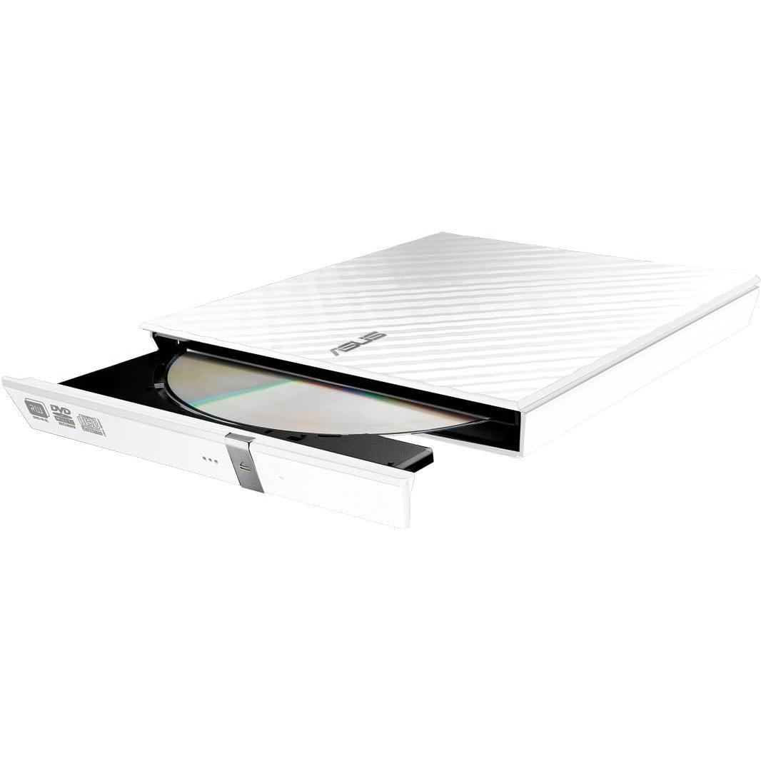 A large main feature product image of ASUS Lite Slim Portable External USB2.0 DVD Writer - White