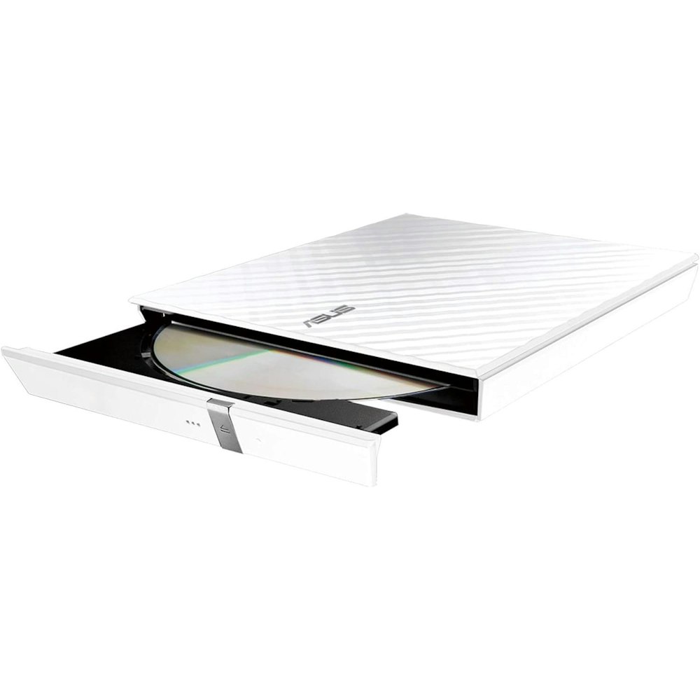 A large main feature product image of ASUS Lite Slim Portable External USB2.0 DVD Writer - White