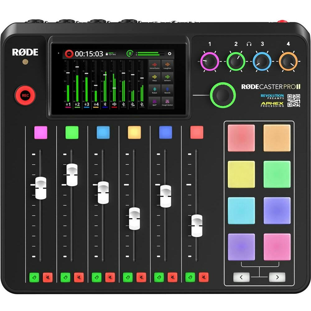 A large main feature product image of RØDE RØDECaster Pro II - Integrated Audio Production Studio (Black)