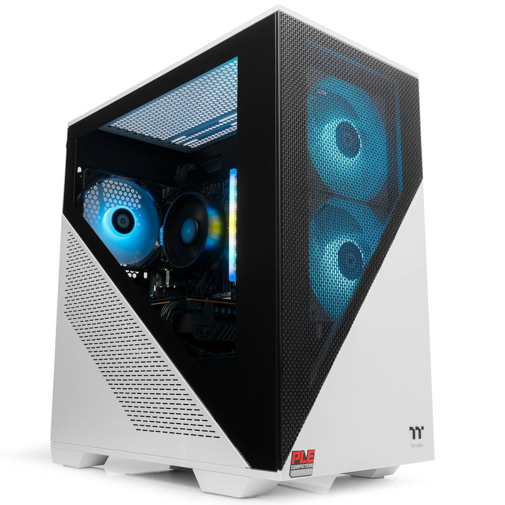 A large main feature product image of PLE Trinity RX 7600 Prebuilt Ready To Go Gaming PC