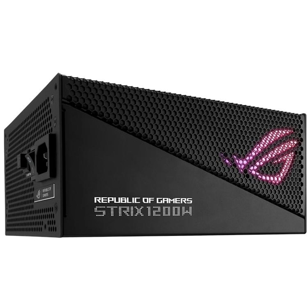 A large main feature product image of EX-DEMO ASUS ROG Strix Aura Edition 1200W Gold PCIe 5.0 ATX Modular PSU