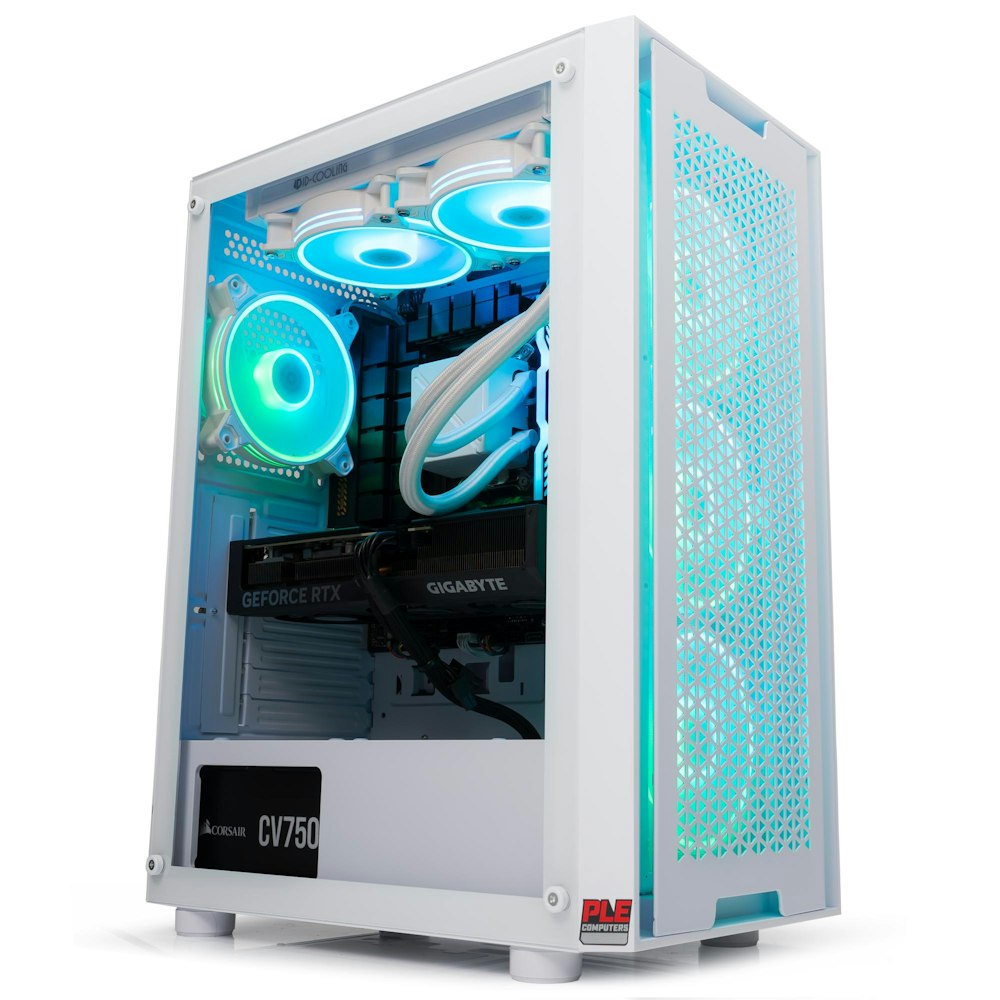 A large main feature product image of PLE Tropic RTX 4070 Prebuilt Ready To Go Gaming PC 