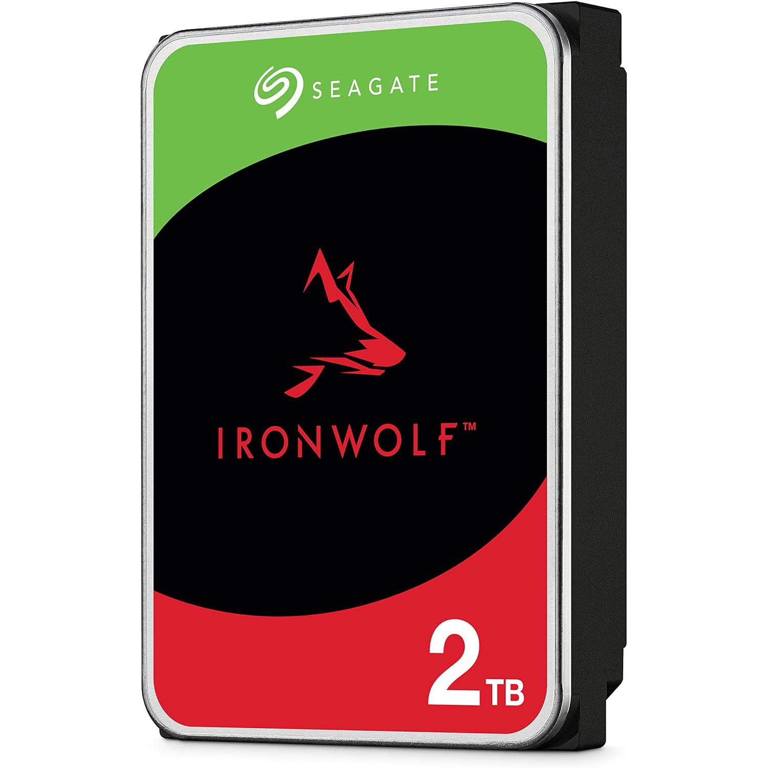 A large main feature product image of Seagate IronWolf 3.5" NAS HDD - 2TB 256MB