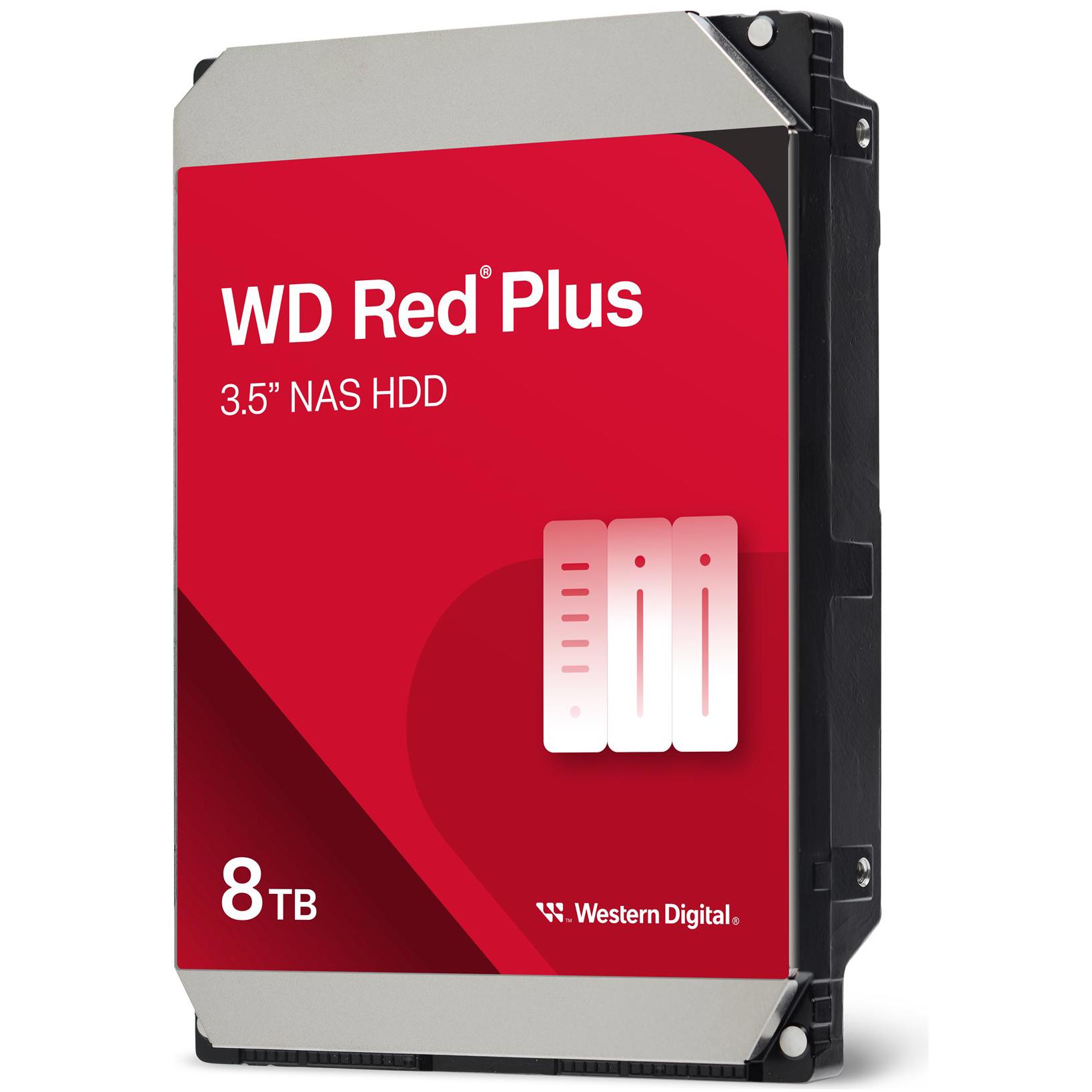 A large main feature product image of WD Red Plus 3.5" NAS HDD - 8TB  256MB