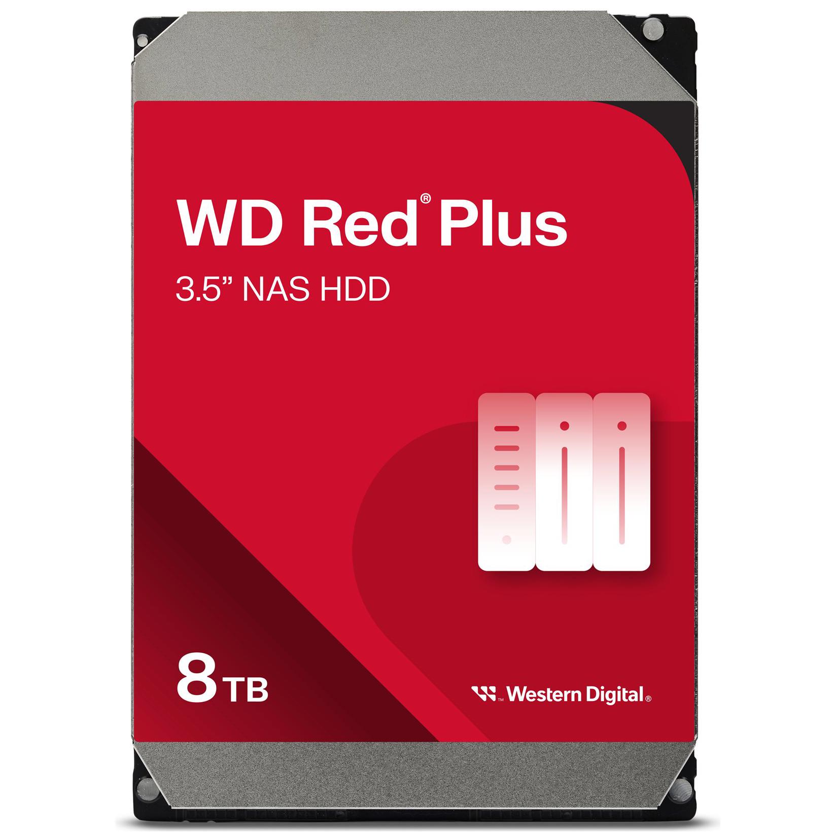 A large main feature product image of WD Red Plus 3.5" NAS HDD - 8TB  256MB