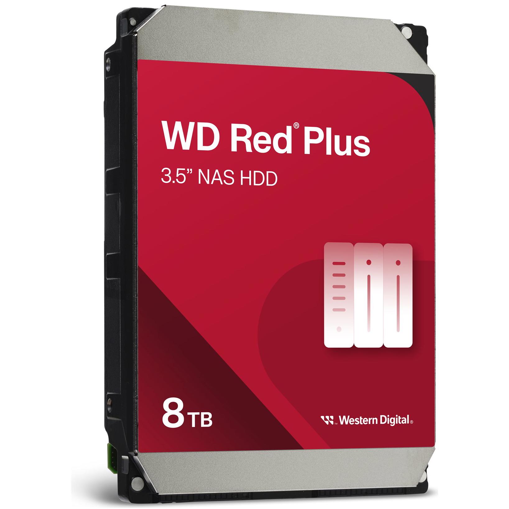 A large main feature product image of WD Red Plus 3.5" NAS HDD - 8TB  256MB