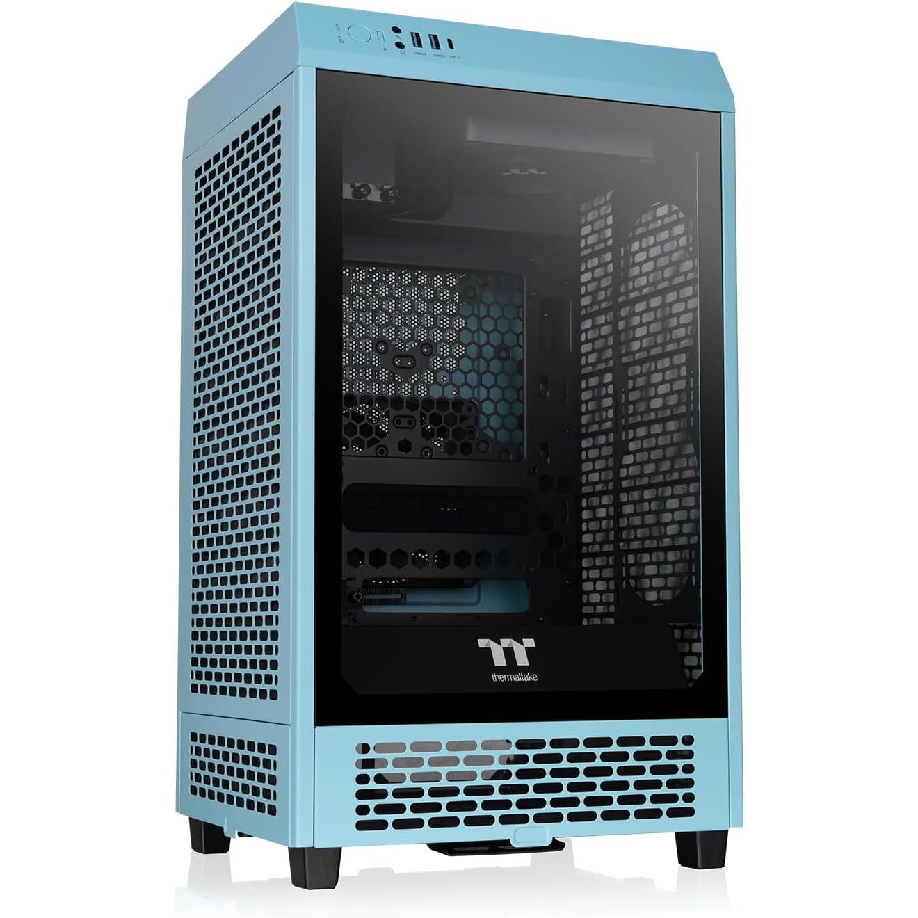 A large main feature product image of Thermaltake The Tower 200 - Mini Tower Case (Turquoise)