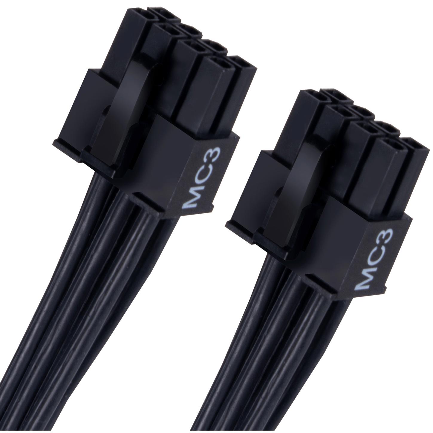 A large main feature product image of SilverStone 12V-2x6 Cable - 600W 2x8-Pin EPS to 12V-2x6 PCIe 5.1 Adapter