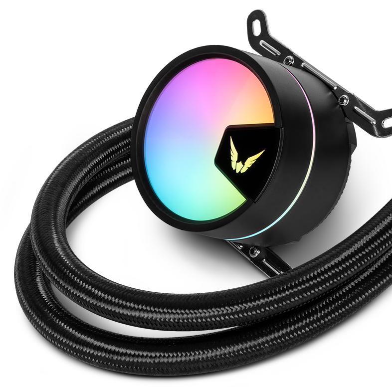 A large main feature product image of Valkyrie A360 ARGB - 360mm AIO CPU Liquid Cooler (Black)