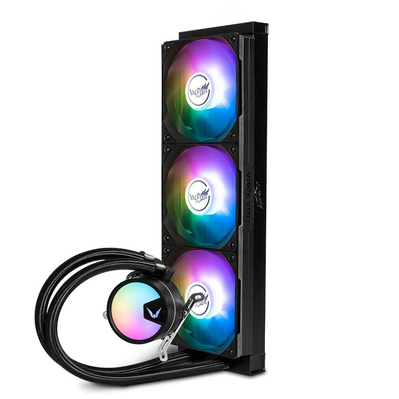 A large main feature product image of Valkyrie A360 ARGB - 360mm AIO CPU Liquid Cooler (Black)