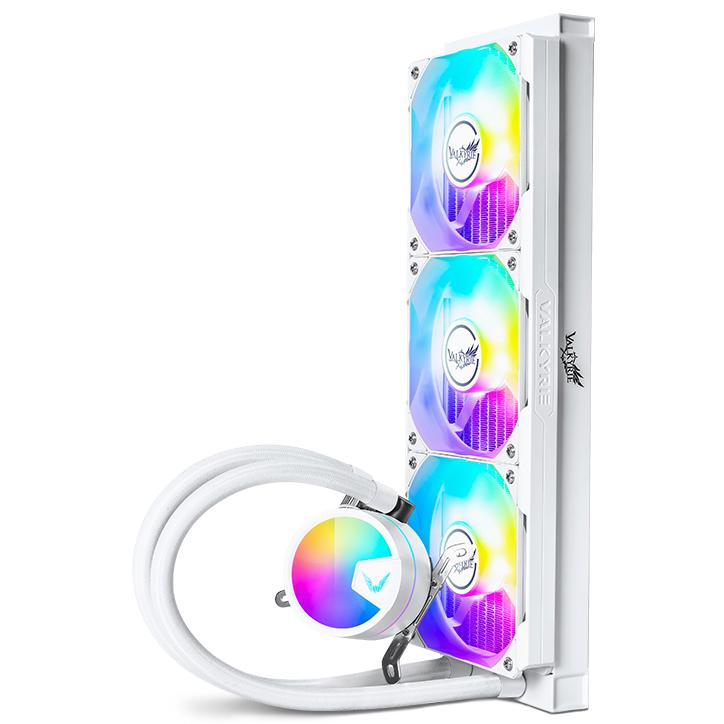 A large main feature product image of Valkyrie A360 ARGB - 360mm AIO CPU Liquid Cooler (White)