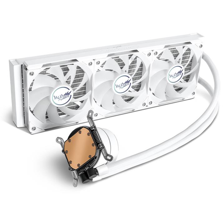 A large main feature product image of Valkyrie A360 ARGB - 360mm AIO CPU Liquid Cooler (White)
