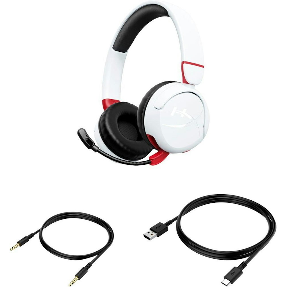 A large main feature product image of HyperX Cloud Mini Wireless - Compact Headset for Young Gamers (White)