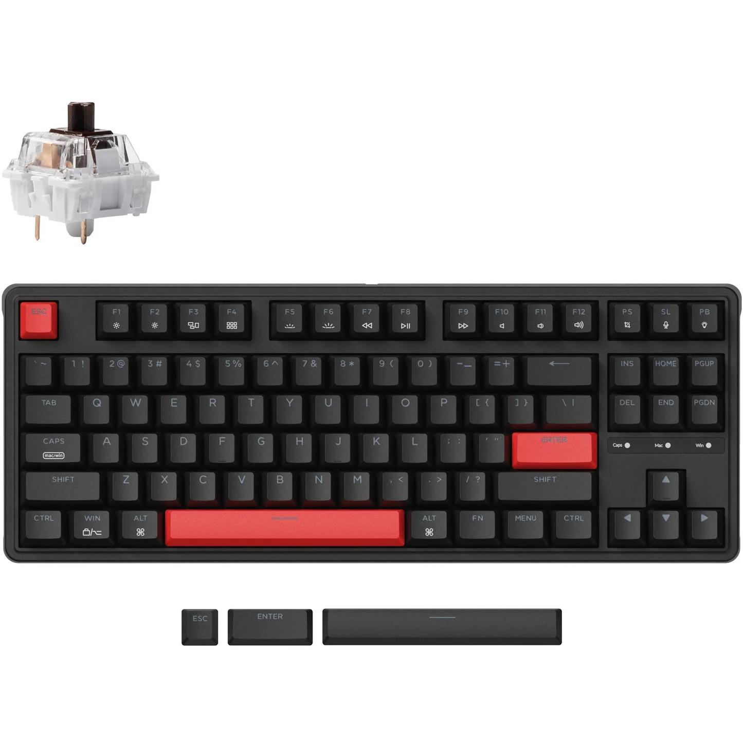 A large main feature product image of Keychron C3 Pro - TKL QMK/VIA Wired Mechanical Keyboard - Black (Brown Switch)
