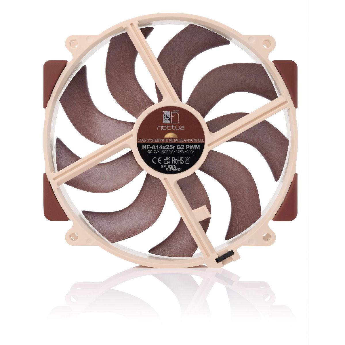 A large main feature product image of Noctua NF-A14x25r G2 PWM - 140mm x 25mm 1500RPM LCP Cooling Fan