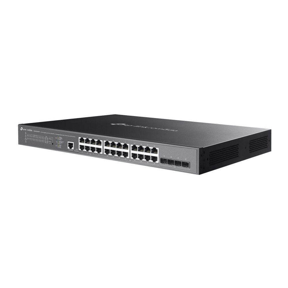 A large main feature product image of TP-Link Omada SG3428XMPP - 24-Port Gigabit and 4-Port 10GE SFP+ L2+ Managed Switch with 16-Port PoE+ & 8-Port PoE++
