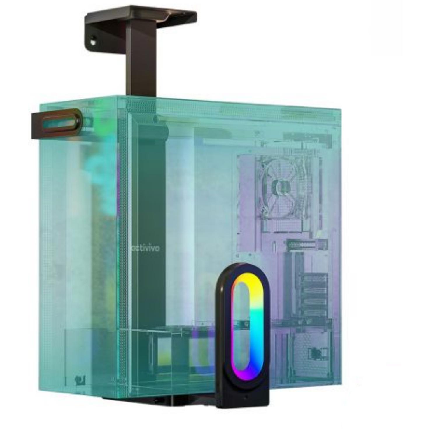 A large main feature product image of mbeat Activiva RGB Ultra-Wide Adjustable Wall & Under-Desk Gaming PC Mount