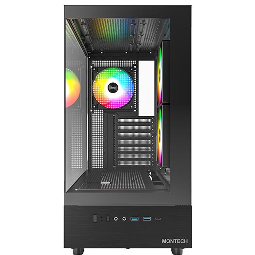 A large main feature product image of Montech XR Tempered Glass Mid Tower Case (Black)
