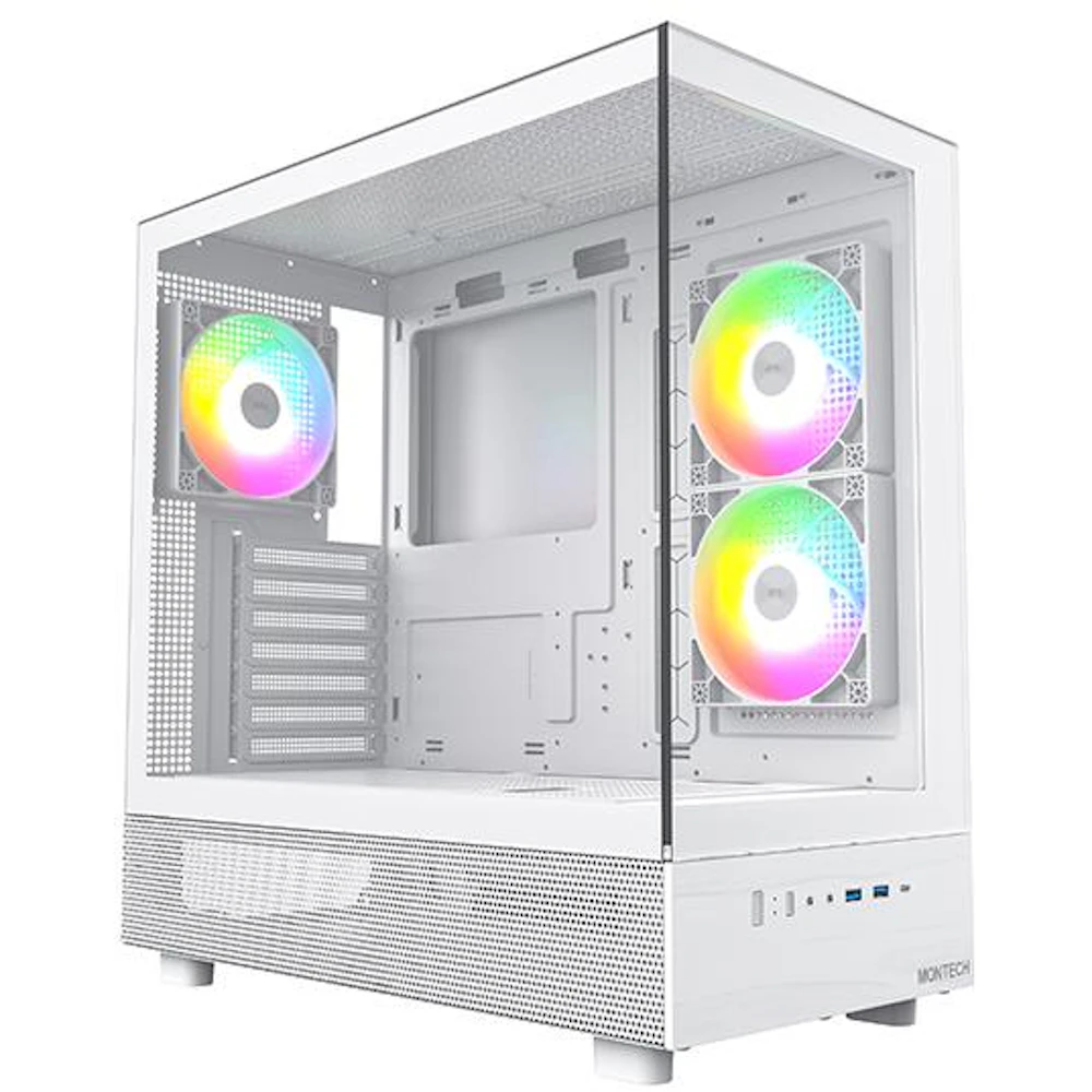Montech XR Tempered Glass Mid Tower Case (White)