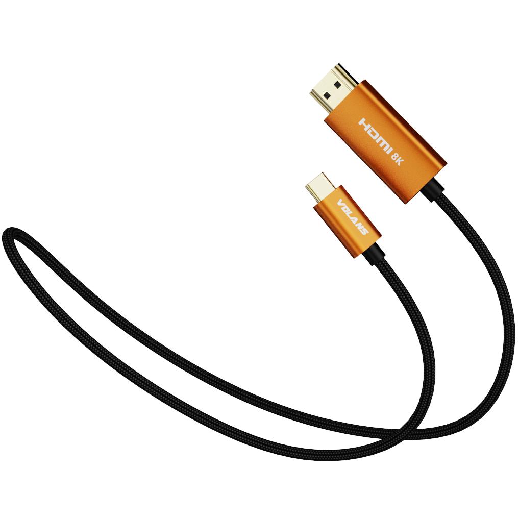 A large main feature product image of Volans Ultra 8K USB Type-C to HDMI 2.1 Cable (1m)