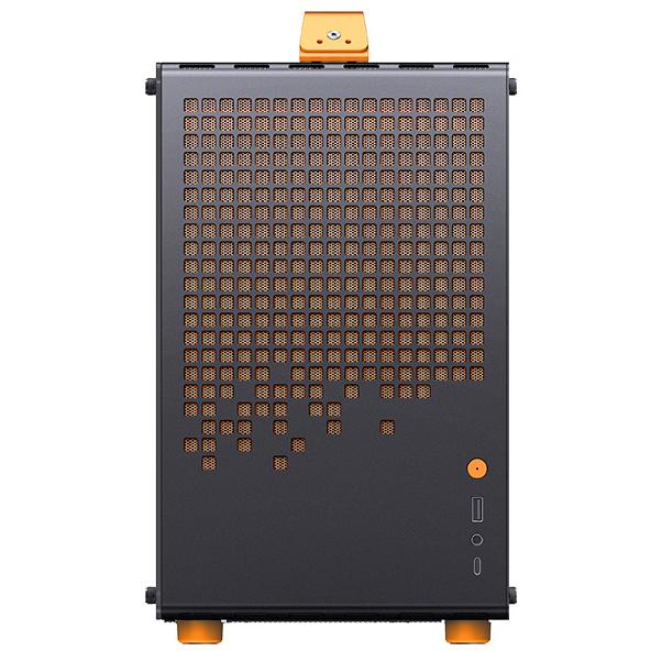 A large main feature product image of Jonsplus Z20 SFF 20L mATX Case (Black/Orange)