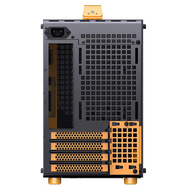 A large main feature product image of Jonsplus Z20 SFF 20L mATX Case (Black/Orange)
