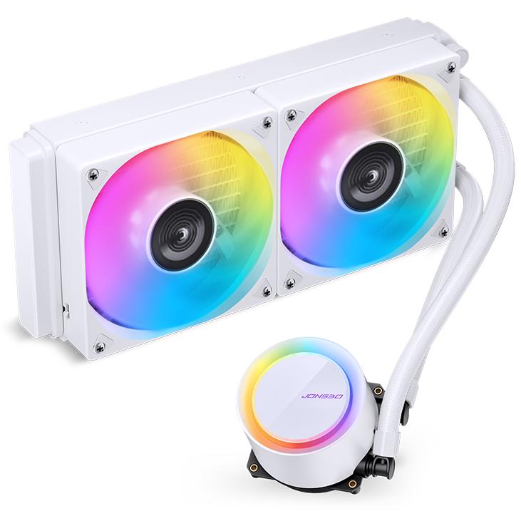 A large main feature product image of Jonsbo TG-240 ARGB 240mm AIO CPU Liquid Cooler (White)