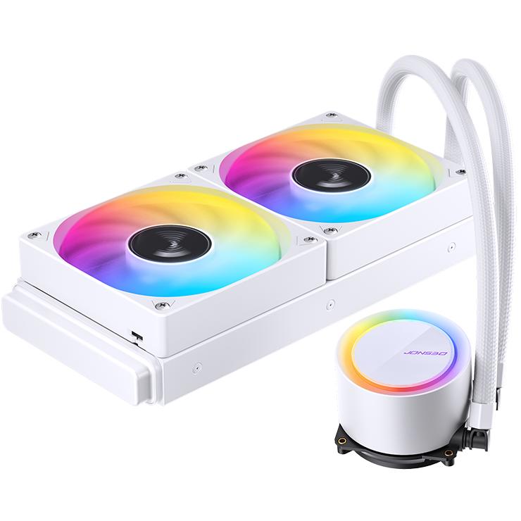 A large main feature product image of Jonsbo TG-240 ARGB 240mm AIO CPU Liquid Cooler (White)