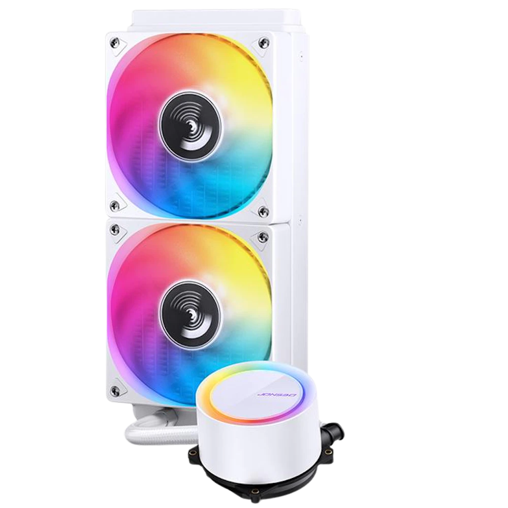 A large main feature product image of Jonsbo TG-240 ARGB 240mm AIO CPU Liquid Cooler (White)