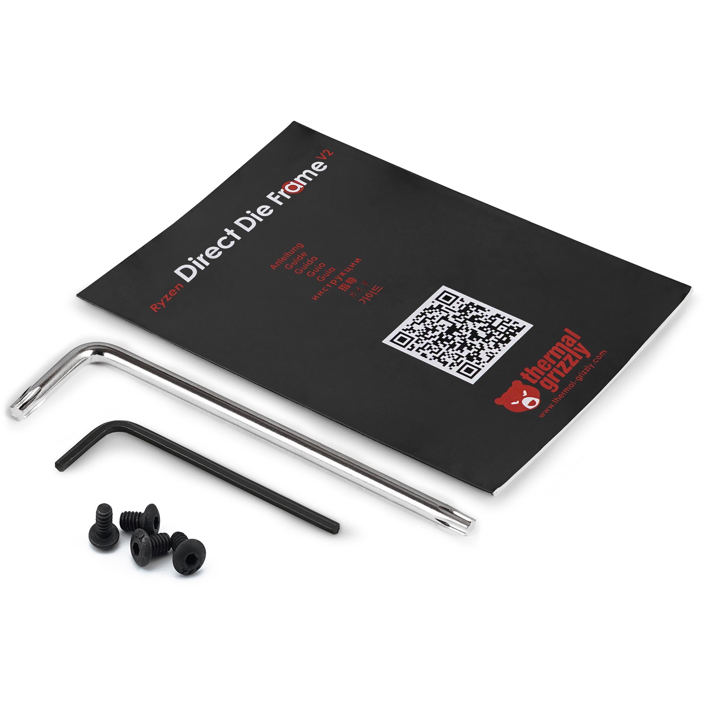 A large main feature product image of Thermal Grizzly AM5 Direct Die Frame V2